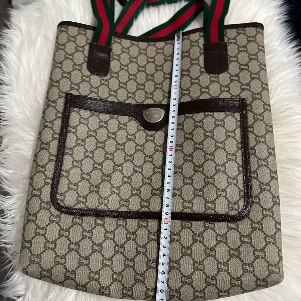 Gucci Beige and Brown Tote with Green and Red Straps - Picture 7 of 8
